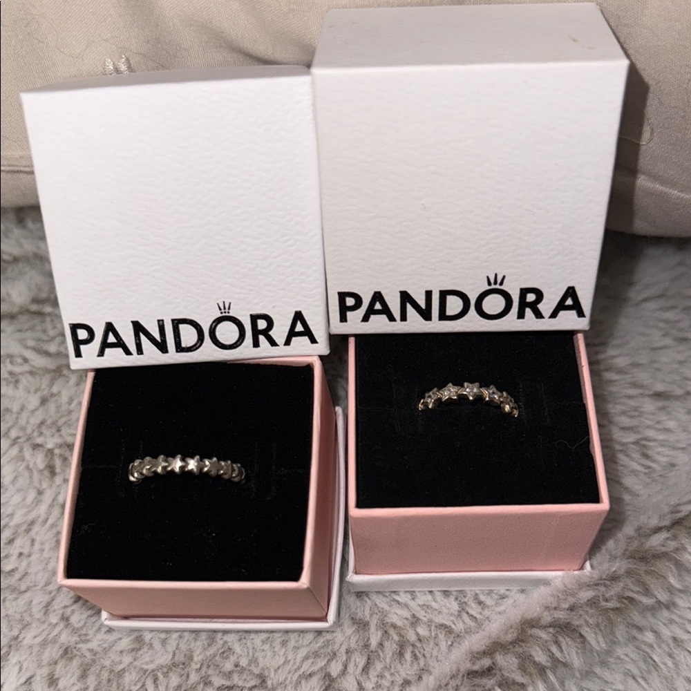 Pandora Silver and Gold Rings Elegant Jewelry